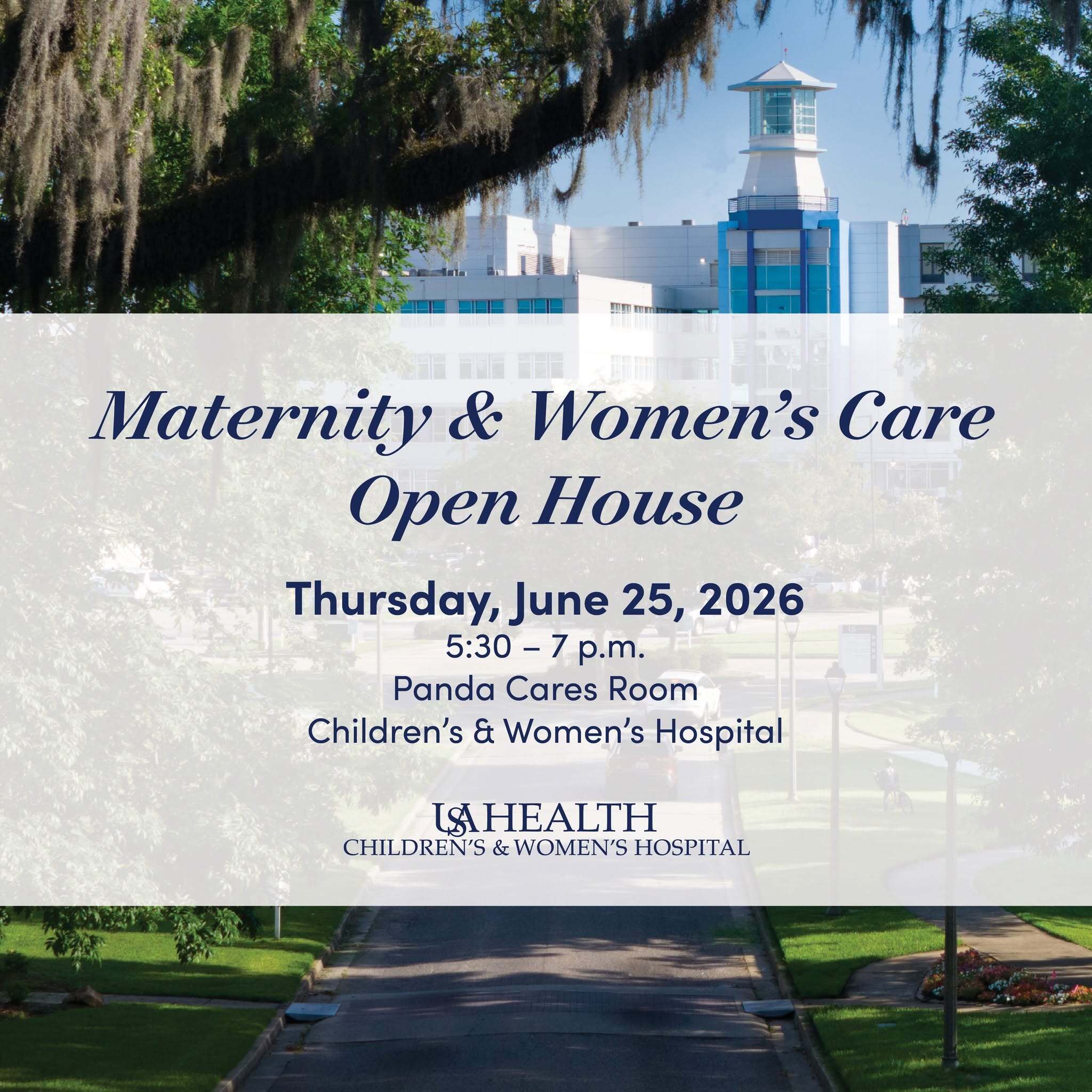 USA Health Children’s & Women’s Hospital has planned a special open house designed for women seeking obstetrics and gynecologic care on the Alabama Gulf Coast. Set from 5:30 to 7 p.m. on Thursday, June 25, the event will be held in the hospital’s first-floor Panda Cares Room.