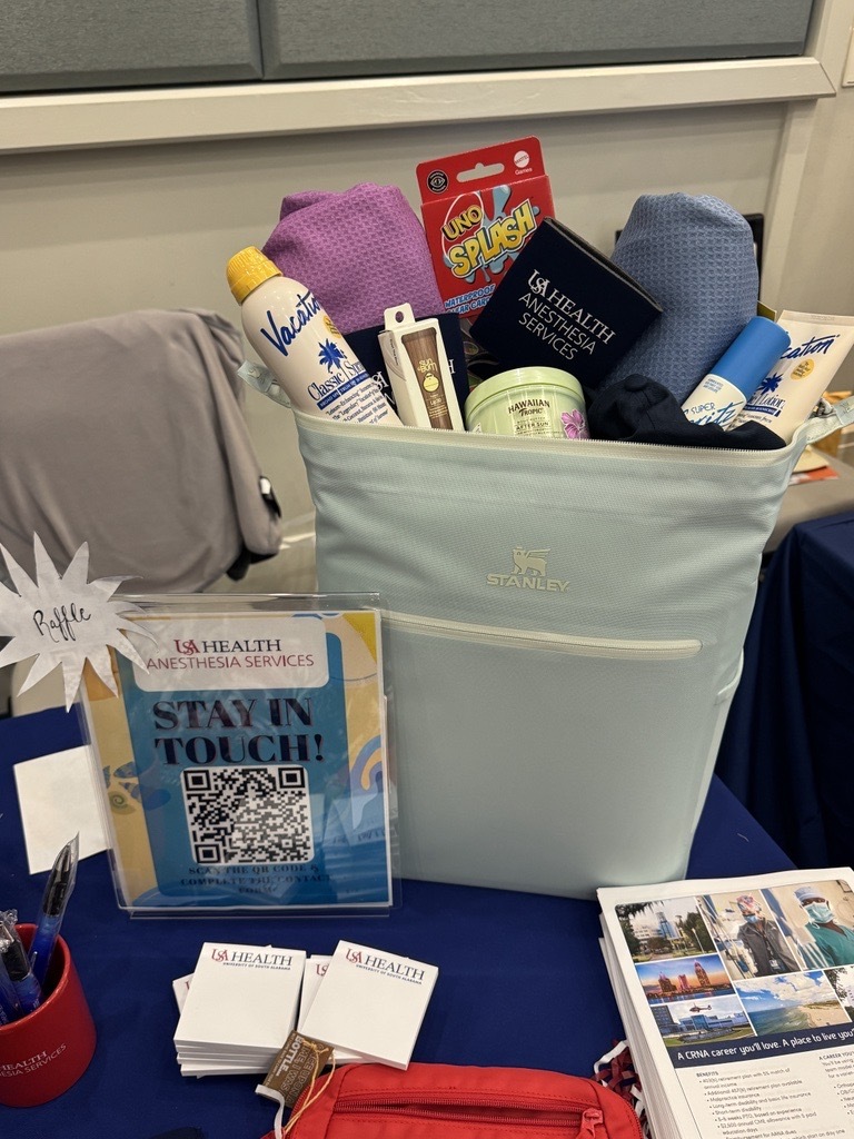 USA Health provided items for a raffle at the Alabama Association of Nurse Anesthetists.