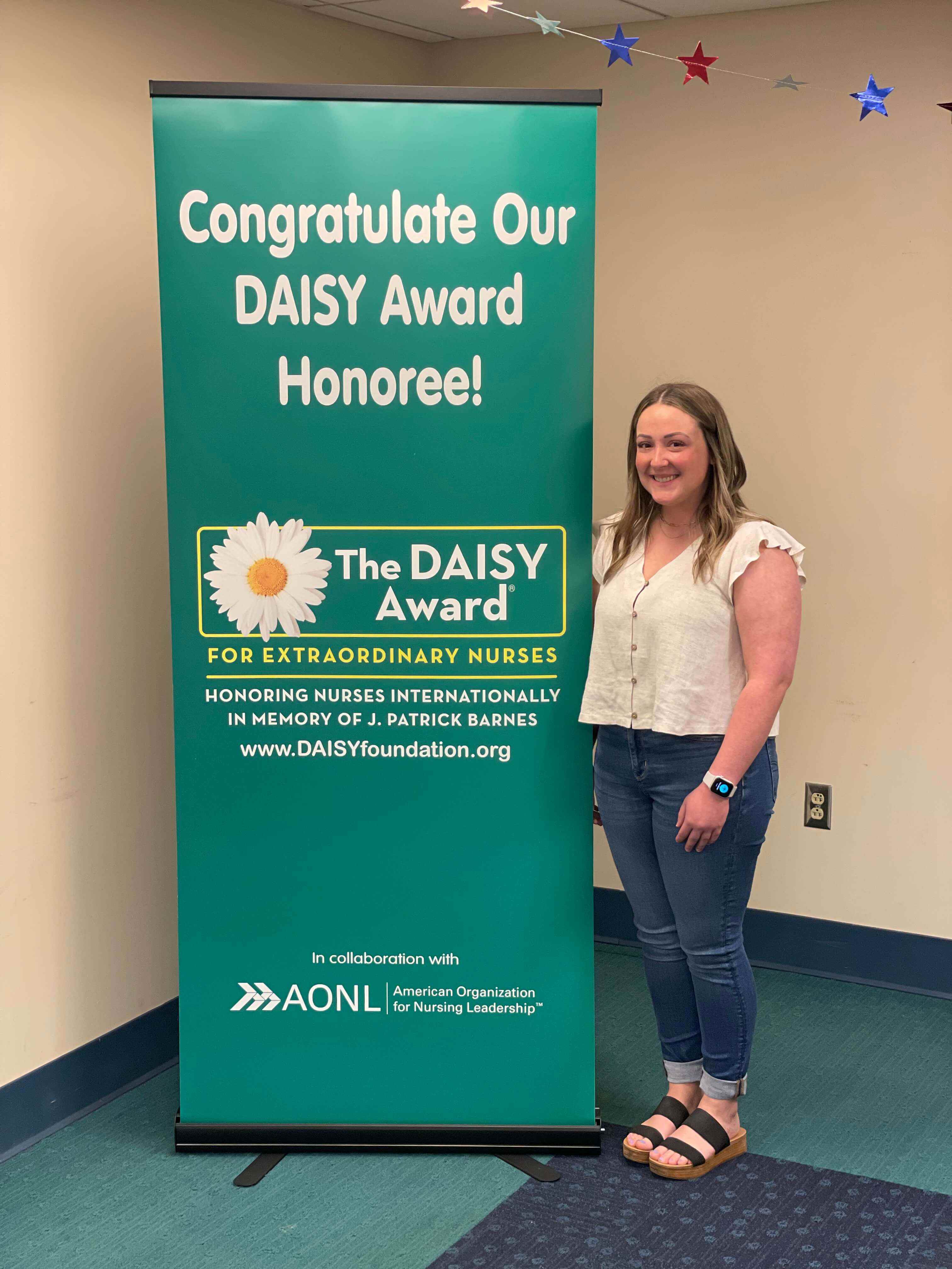 Hayley Howell, R.N., a nurse on the pediatrics floor, was nominated for a DAISY Award.