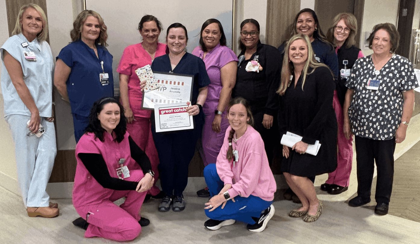 Jessica Arrazate, LPN, who works in the Mother-Baby Unit
