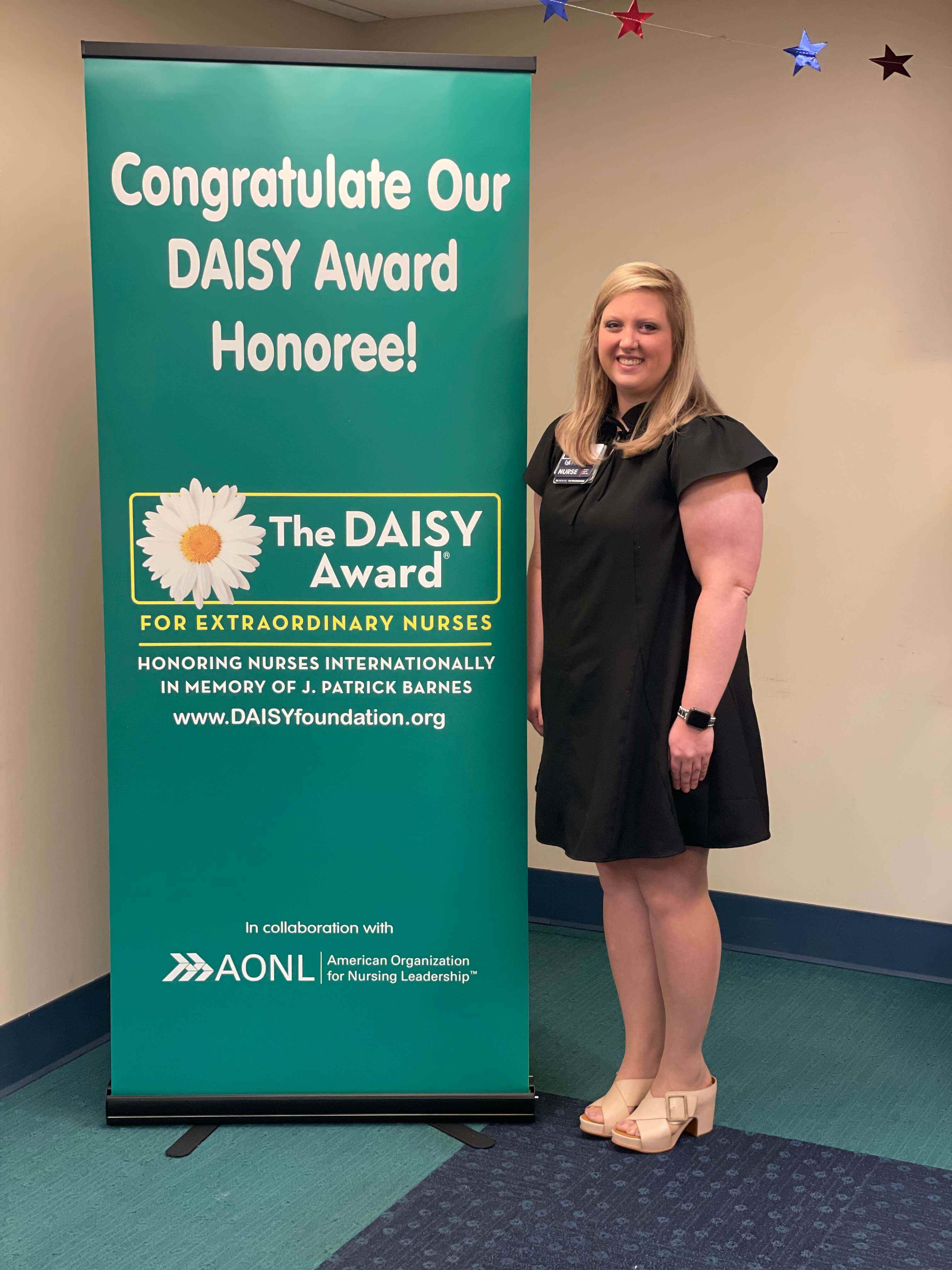 Jordan Ragsdale, R.N., a nurse in the pediatric emergency department, won a DAISY Award.