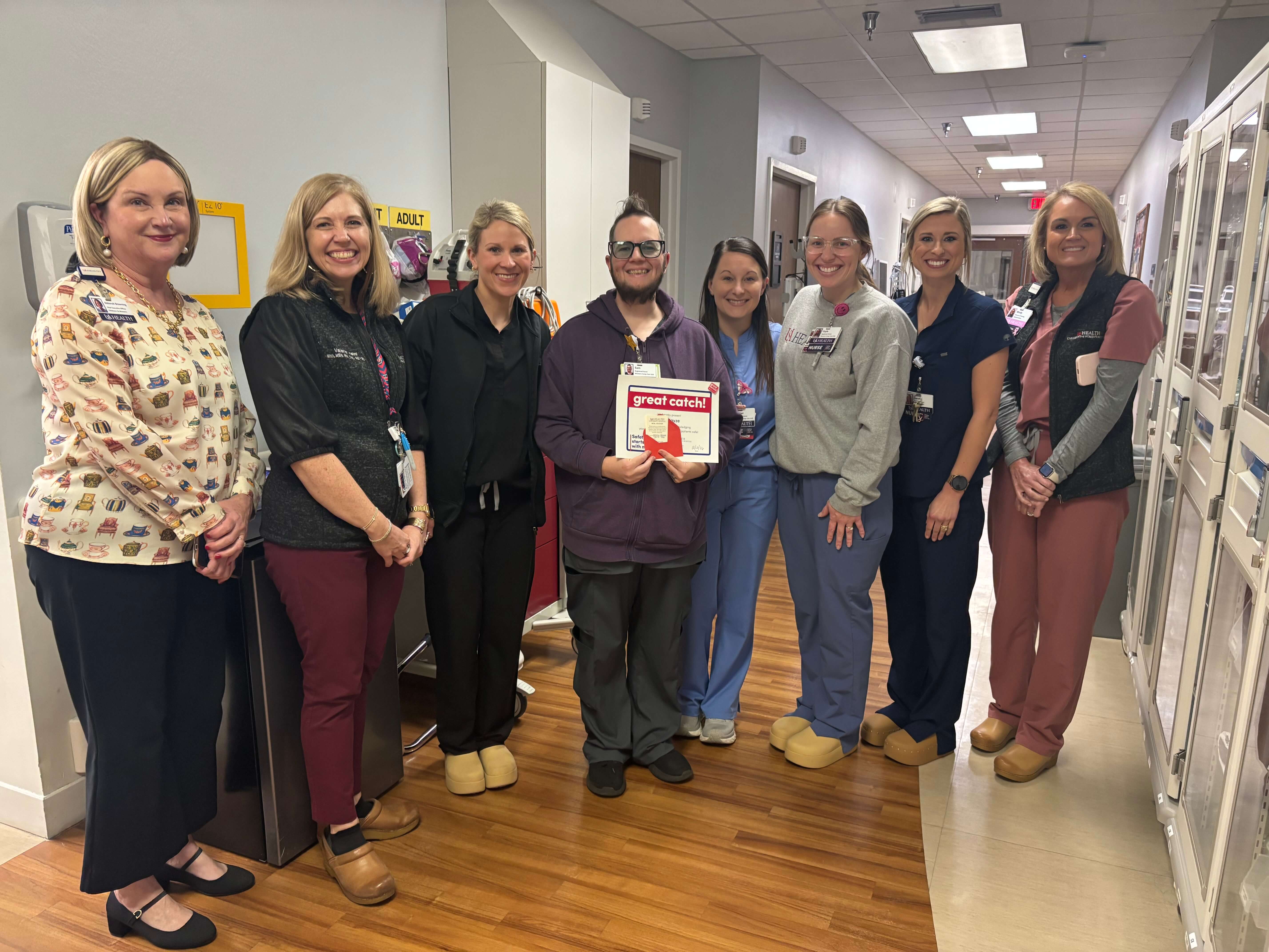 Sam Dayze, RN, who works in the Women’s Critical Care Unit