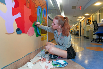 Students create interactive mural in pediatric intensive care unit
