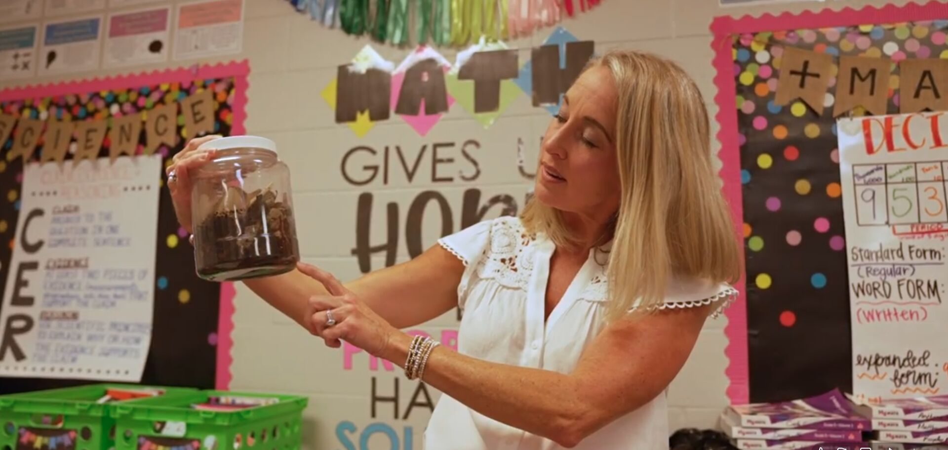 Local teacher teaches lesson at school