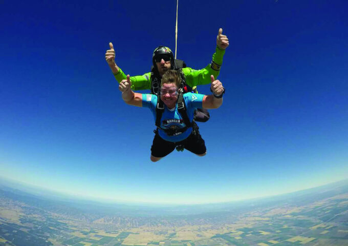 Beth Wiggins skydiving