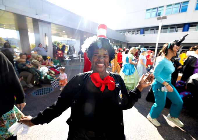 USA Health employee dancing at halloween event
