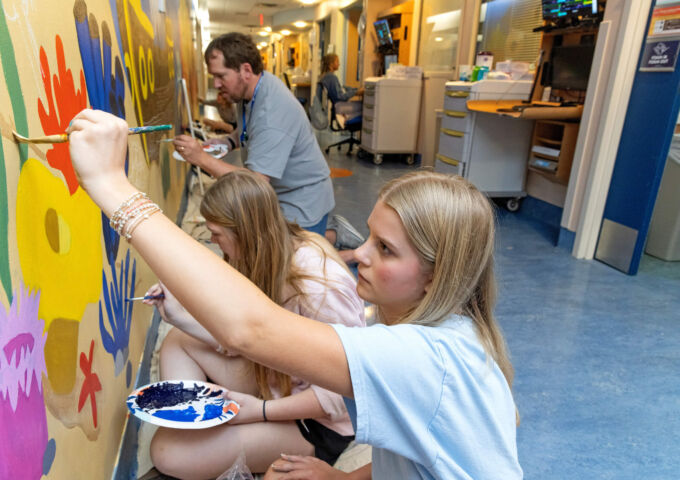 Students create interactive mural in pediatric intensive care unit