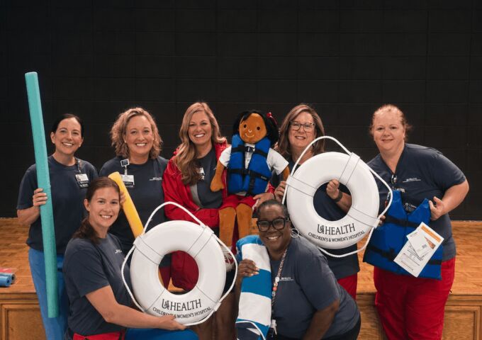 in-person water safety outreach event group photo