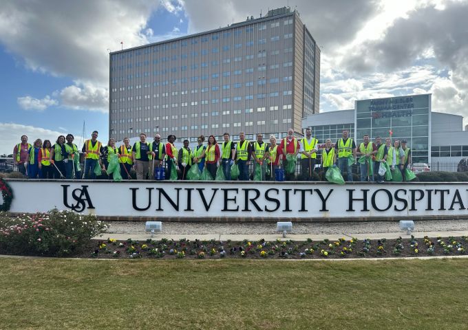 University Hospital leaders participate in cleanup project