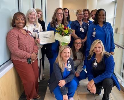 Laporte named employee of the month   Wendy Laporte, RN, a nurse navigator at the Mitchell Cancer Institute, was named employee of the month for August. Among the comments made about Laporte:   “Wendy is an outstanding nurse navigator. She is very thorough when assessing for barriers to care, and meeting each patient’s needs.”   “As the breast cancer navigator, Wendy does a great job of communicating with and supporting the other members of the breast team.”   Wendy is empathetic and an encourager, both for her patients and for her coworkers.”      Would you like to suggest a co-worker for recognition? Submit your nomination online using the Employee Recognition Nomination form.